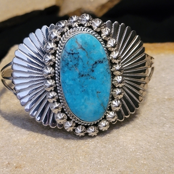 Turquoise Sterling Silver Cuff - Picture 3 of 7